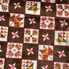 2 YD Riley Blake Fall Barn Quilts Fabric Brown Cotton Print
