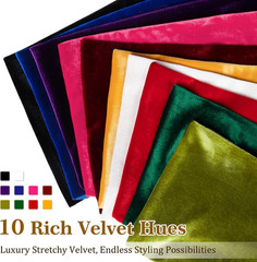 Stretch Velvet Fabric by the Yard, Soft Luxury 240GSM – 63″ Wide, 95% Polyester
