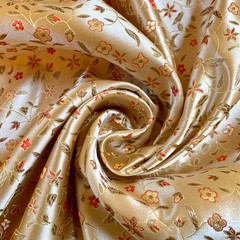 Vivienne GOLD RED Floral Brocade Chinese Satin Fabric by the Yard – 10041