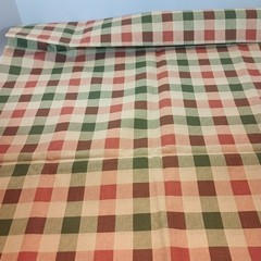 2 Yards Pink Green Tan Check Plaid Fabric 56″ w Cotton Home Dec