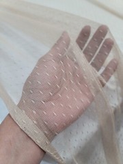 English Mesh Nude Beige Polka dots Fabric For Dress Fabric By The Yard Stretch