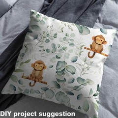 Kawaii Monkey Fabric by the Yard,Cartoon Animal Upholstery Fabric for Kids Bo…