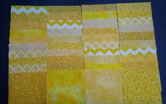 40 yellow 4″ x 4″ fabric squares 4 squares from 10 different prints