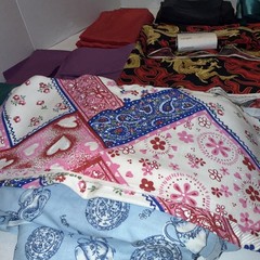 11 Piece Fabric Lot Mixed Sizes And Prints Dragon Design Flowers Fine China Wow!