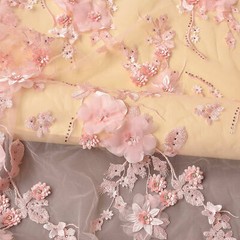 3D Flower Lace Tulle Crystal Lace Exquisite Cover for Wedding Dress