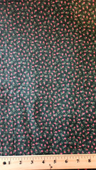 vintage 100% cotton green fabric with pink roses 43″ wide x 2 yds long grandma