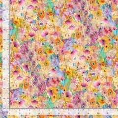 Wild Beauty Peacocks on Floral Panel or Fabric Your Choice 44″ Wide