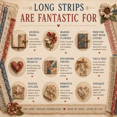 English Manor Textile Strip Collection, Vintage Primitive Trim, Sewing Supplies