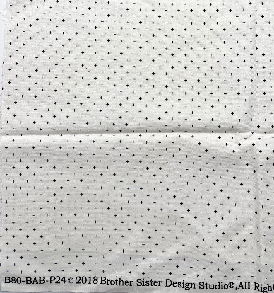2018 Brother Sister Design Studio – Black Plus Signs on White – 1/2 yd
