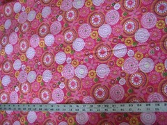 pink & Mauve medallions; (3417) cotton fabric; flowers and medallions