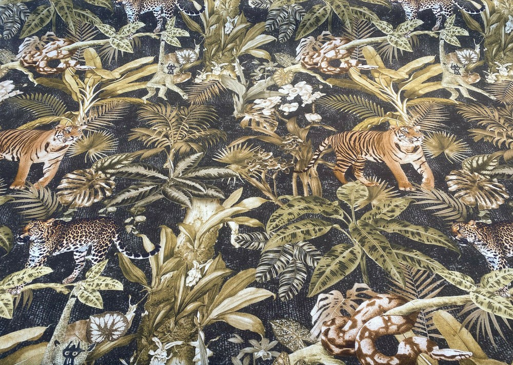 Serengeti Jungle Tiger Leopard Drapery Upholstery Fabric by the yard