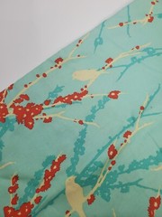 Joel Dewberry Fabric Aviary Birds Sparrows Bark Aqua Orange Sew Quilt ONE YARD