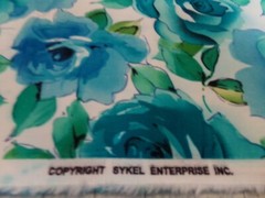 1 YD +20″ X 46″ VINTAGE BLUE TEAL FLORAL by SYKEL ENTERPRICE #5499