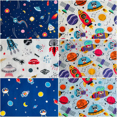Galaxy Fabric Squares 5 X 5 Inch, 42 Pcs Cotton Charm Pack Fabric for Quilting,