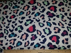 Multi-Color Cheetah Animal Print on White 100% Cotton Fabric-Fat Quarter