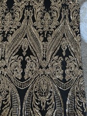 Gold Stretch Sequin/Gold Sequin on Black 4 way stretch mesh/Gold Sequin 1 Piece