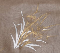 3.6 Yards VTG MCM 1970’s Silky Poly Fabric Loomskill, Inc. Bronze/Taupe Floral