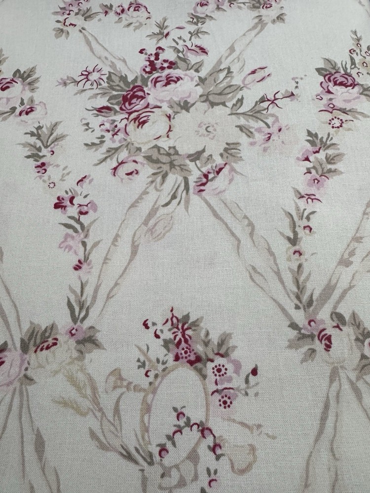 Vintage 1996 Amadeus Floral Cotton Fabric 54”x204” Shabby Chic Roses Cottagecore