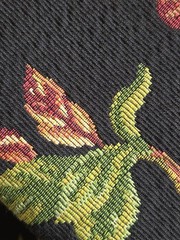 Bird Floral Tapestry Fabric Black Woven Tropical Birds Blue Rust 55″W x 3.6 Y
