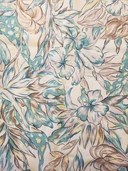 Decorator Fabric, Vibtage Floral Hibiscus Iris Lily 80s 66×66 Inches