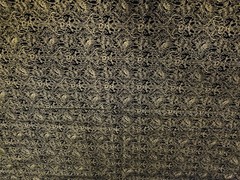 42 x 73 Black and Metallic Gold Floral Damask Fabric Buttercream for JOANN