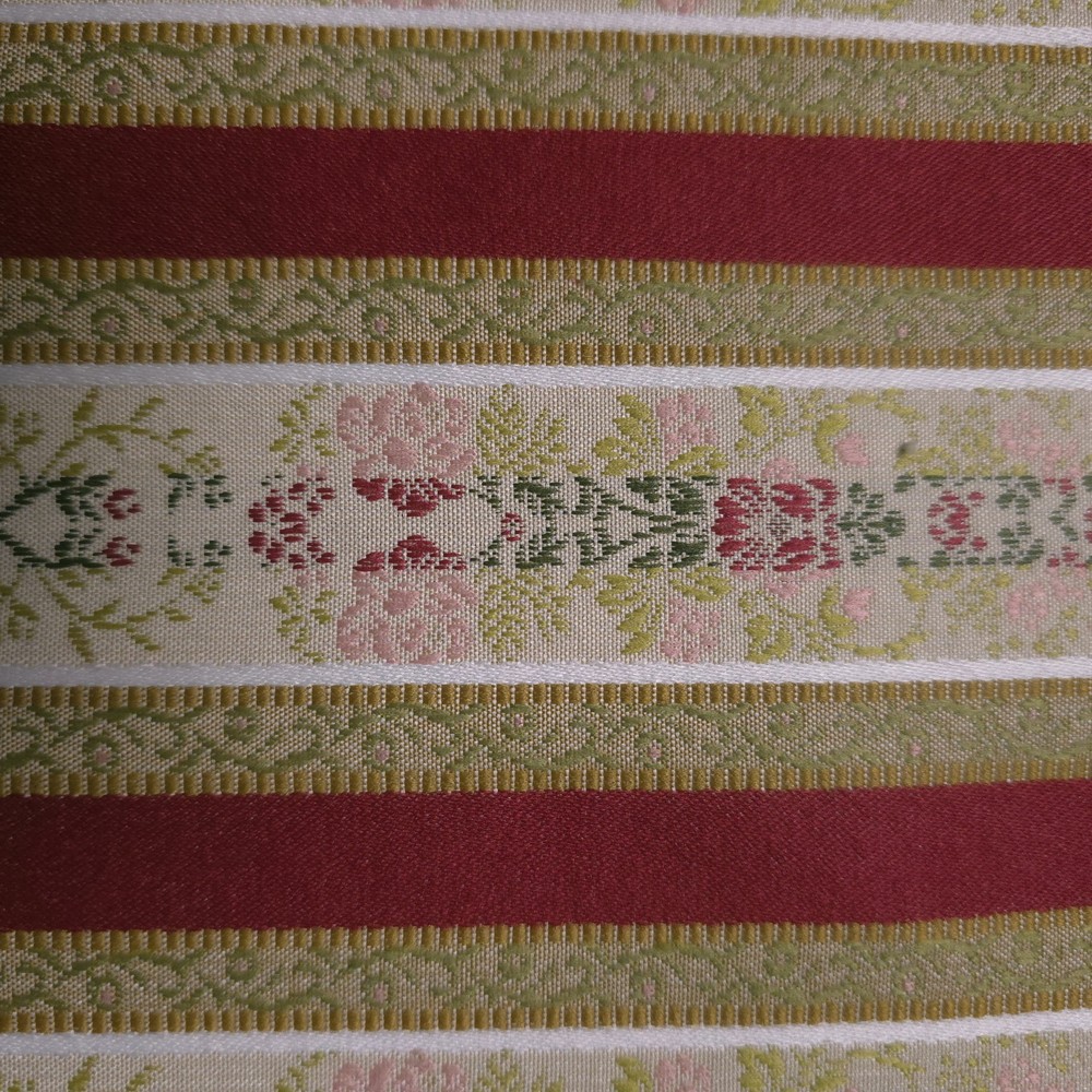 Vintage Floral Stripe Brocade 54″ By The Yard Cream Pink Drapery Cushion Fabric