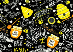 Tina Scrap 9″x21″ BUMBLE BEE Happy Sunflower Honeycomb Beehive FABRIC COTTON