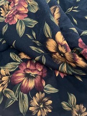 Vintage 90s Tandler Textiles Black Maroon Floral 10308 52 x 11 3 YARDS