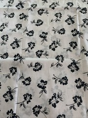 Cotton fabric 2 Yds White With Single Black Flowers Scattered Across 45” W X 75”