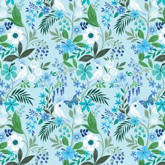 BENARTEX – Capri by Kanvas Studio – Capri Garden – Blue ,1/4 yard