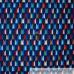 BonEful FABRIC FQ Cotton Quilt Blue White Stripe Sea FISH Boy Ocean Bubble Print