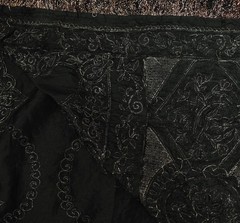 Sushila Vintage Black HEAVY Scrap Dupatta Pure Silk Handmade Zari Work LongStole
