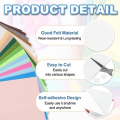90 Pcs 1mm Thick 4″x4″ Self Adhesive Felt Fabric Sheets, White