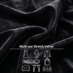 Stretch Velvet Fabric by the Yard Black 60 Inch Wide 3 Yards | 90% Polyester 10%