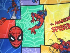 Marvel Spiderman # 9881 COLORFUL Cotton Fabric VTG 2004 SZ 35″X46 NEW