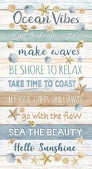 24″ X 44″ Panel Ocean Vibes Beach Life Text Sayings Cotton Fabric Panel D483.66