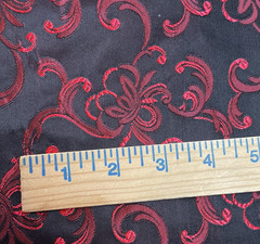 Black with Red Floral Scroll Embossed Brocade Fabric 3 Yards x 45″ Wide