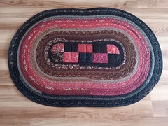 HANDMADE JELLY ROLL RUG With Quilted Center. 46 1/2″ X 31″ USA