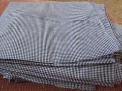 Homespun Fabric Woven Cotton Navy Blue/Beige Small Check Smoke Free Home