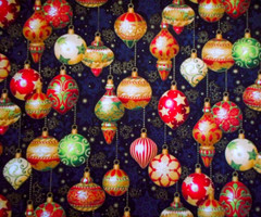 Kaufman Fabric By Yard Holiday Flourish Ornaments Gold Black Xmas Cotton 22 B