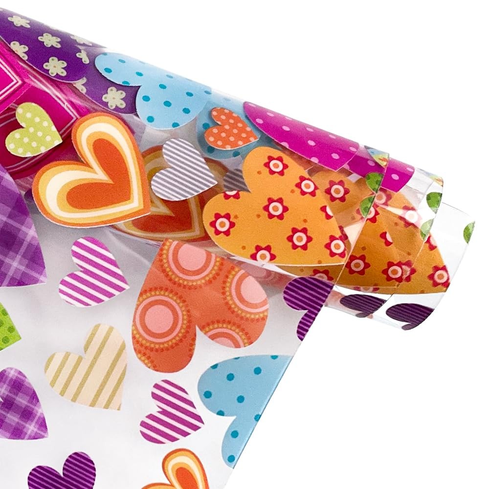 ONEART | Printed TPU Jelly Faux Leather 12 x 53 inches Colorful Heart