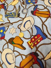 U S Marshall Cowboy Boots Fabric one 17 x 20 inch piece 100% Cotton Free Ship