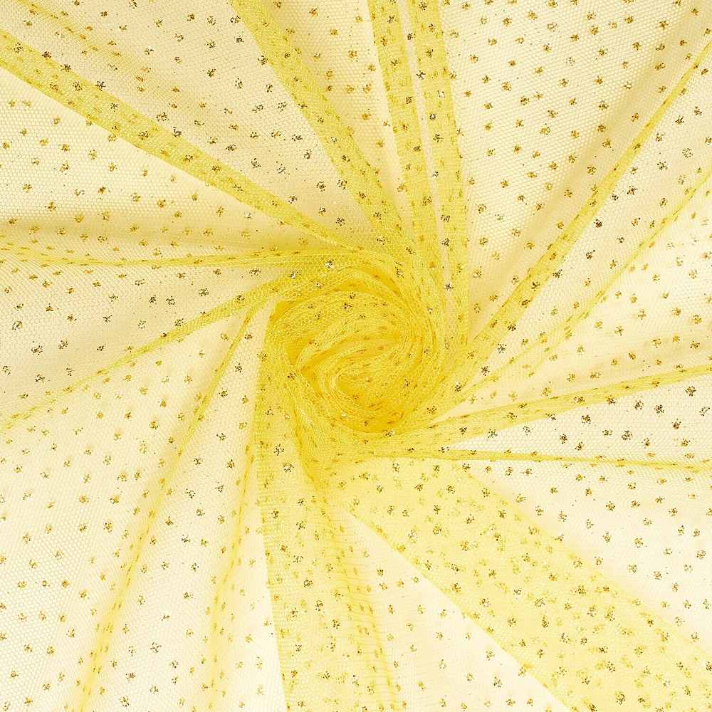 Sparkle Glitter Tulle Fabric Wedding Decoration Craft Event 60″ – Yellow