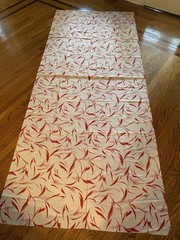 Vintage Floral Print Fabric 44” X 108” 3 Yards Polyester Red White Merry Mary