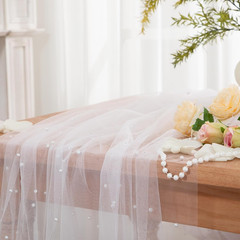 2 Yards White Pearl Tulle Fabric, 60 Inch Wide | Wrinkle Free, Pearl Mesh Fabric