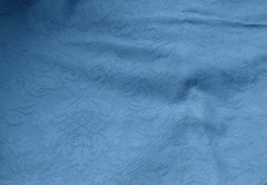 Fabric Upholstery Drape Heavy Cotton French Blue Damask 2.5 yds X 50″ VTG Chic