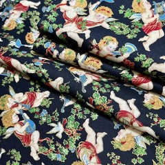 Cherubs and Holly Christmas Fabric 3 Pack Sharon Kessler for Concord 100% Cotton