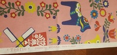 Pink Holland Oxford Cloth, Lg. 74″x46″ Trefle Kokka,Matryoshka, Russian, Japan