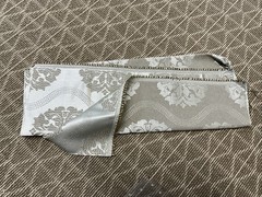 Designer Fabric Remnant Beige & Silky Silver Thread 21” X 54”
