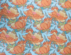 Rowan Westminster Fibers #PWVA 036 Flourish Cotton Fabric, Orange Florals, BTY